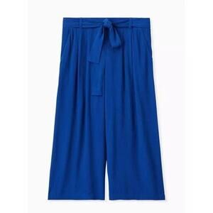 Torrid Blue Gauze Tie Front Culotte Pants Plus Size 4X NWT Crop Casual Beachy